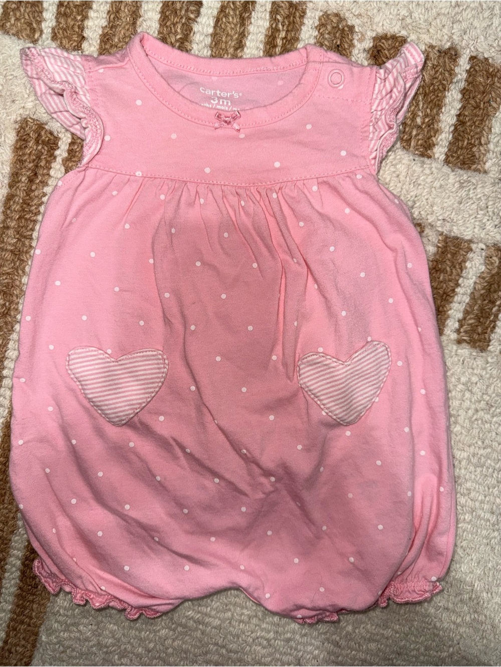 Carter's Pink Polka Dot Heart Bubble Romper